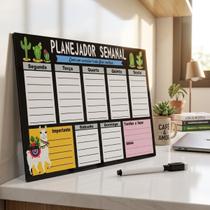 Quadro Lousa Planner Semanal 20x26cm Metal com Caneta Apagável Organizador de Tarefas Semanal Quadro Lousa Planner Semanal 20x26cm Metal com Caneta Apagável Organizador de Tarefas Semanal