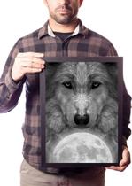 Quadro Lua Lobo Animal Selvagem Poster Na Moldura Quadro Lua Lobo Animal Selvagem Poster Na Moldura