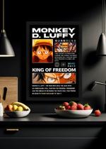 Quadro Luffy King of Freedom One Piece Com Vidro e Moldura Tamanho:21cm x 30cm (A4)