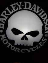 Quadro Luminoso Decorativo Harley Davidson Caveira Led Bivolt p/ Bar Boteco Churrasqueira Garagem