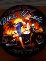 Quadro Luminoso Decorativo Moto Bike Week Retrô Vintage Led Bivolt Bar Boteco Churrasqueira Garagem