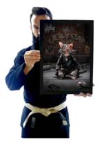 Quadro Lutador Gato Vira Lata Jiu Jitsu Arte Decorção