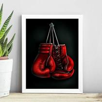 Quadro Luva De Boxe Vermelha 33X24Cm - Com Vidro