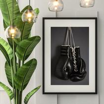 Quadro Luvas De Boxe Preta - 60X48Cm