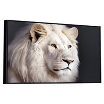 Quadro Luxo Canvas com Moldura Leão Branco Ref01 63x93cm Quadro Luxo Canvas com Moldura Leão Branco Ref01 63x93cm