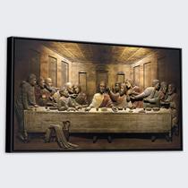 Quadro Luxo em tecido canvas com Moldura Santa Ceia com Jesus 93cm Quadro Luxo em tecido canvas com Moldura Santa Ceia com Jesus 93cm