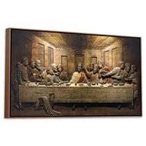 Quadro Luxo em tecido canvas com Moldura Santa Ceia com Jesus 93cm Quadro Luxo em tecido canvas com Moldura Santa Ceia com Jesus 93cm
