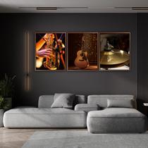 Quadro Luxo Instrumentos Musicais Canvas com Moldura 129x53cm