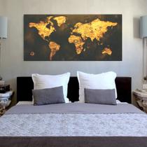 Quadro Luxo Mapa do Mundo Moderno Gold Quadro Luxo Mapa do Mundo Moderno Gold