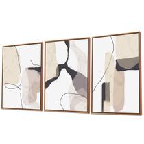 Quadro Luxo Trio Abstrato Tons Pastéis Canvas 129x53cm