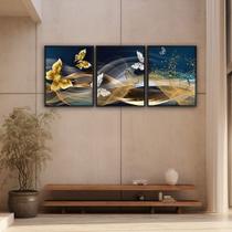 Quadro Luxo Trio Borboletas Voando Canvas 129x53cm Quadro Luxo Trio Borboletas Voando Canvas 129x53cm
