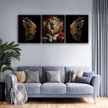 Quadro Luxo Trio Rei Leão De Judá 129x53cm - R&R Decor