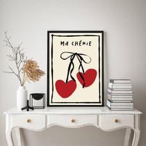 Quadro Má Cherie Cereja Corações 33X24Cm Quadro Má Cherie Cereja Corações 33X24Cm