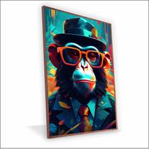 Quadro Macaco de Chapéu Vinil Com Vidro