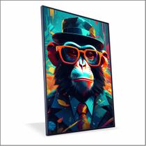 Quadro Macaco de Chapéu Vinil Sem Vidro