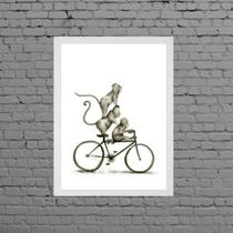 Quadro Macaquinhos Na Bicicleta 24x18cm - com vidro