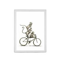 Quadro Macaquinhos Na Bicicleta 33X24Cm - Com Vidro
