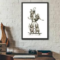 Quadro Macaquinhos No Skate 45X34Cm Moldura Branca