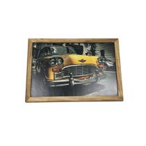 Quadro Madeira Mdf 20x20 C/ Moldura e Acab. Carro Retro Amare