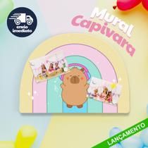 Quadro Magnético Capivara Arco-Íris Mural de Recados e Fotos com 4 ímãs: 50 x 35 cm