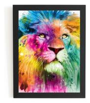 Quadro Majestade Colorida Leão Em Harmonia E Força 44x33cm Quadro Majestade Colorida Leão Em Harmonia E Força 44x33cm