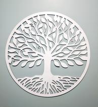 Quadro Mandala Árvore Da Vida Em Mdf Branco 60cm Grande