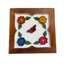 Quadro Mandala de Borboleta em Madeira 24x24 cm Moldura Trabalhada Alta Qualidade Quadro Mandala de Borboleta em Madeira 24x24 cm Moldura Trabalhada Alta Qualidade