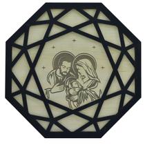 Quadro Mandala de Porta Sagrada Família Madeira 22 cm