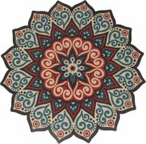 Quadro Mandala Decorativo Parede Verde e Vermelho Mdf