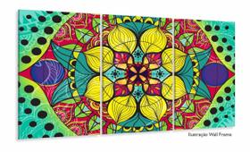 Quadro Mandala Para Sala Quarto Hall Colorido 3 Peças 120x60 Quadro Mandala Para Sala Quarto Hall Colorido 3 Peças 120x60