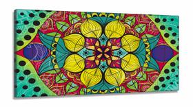 Quadro Mandala Para Sala Quarto Hall Colorido em Tecido Canvas 130x60 Quadro Mandala Para Sala Quarto Hall Colorido em Tecido Canvas 130x60