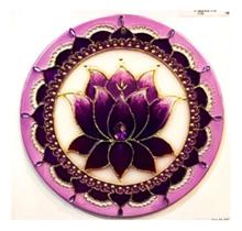 Quadro Mandala Pintada À Mão Flor De Lótus 18 Cm Decoração - ASA