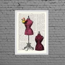 Quadro Manequins Atelier De Costura 24X18Cm Moldura Branca Quadro Manequins Atelier De Costura 24X18Cm Moldura Branca