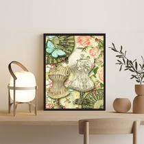 Quadro Manequins De Costura Com Flores 33x24cm - com vidro Quadro Manequins De Costura Com Flores 33x24cm - com vidro