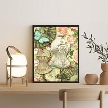 Quadro Manequins De Costura Com Flores 33X24Cm Quadro Manequins De Costura Com Flores 33X24Cm
