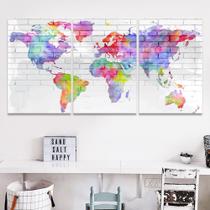 Quadro Mapa Colorido 120x60 Decorativo para Sala Decorativo Quadro Mapa Colorido 120x60 Decorativo para Sala Decorativo