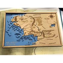 Quadro Mapa da Terra Média em alto relevo 3D