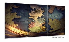 Quadro Mapa Game Of Thrones Westeros Decorativo 120x60 3 peças