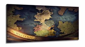 Quadro Mapa Game Of Thrones Westeros Decorativo em Tecido Canvas 130x60