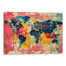 Quadro Mapa Mundi - Cores de Sonhos e Culturas