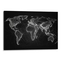 Quadro Mapa Mundi das Conexões Intercontinentais Luminosas Quadro Mapa Mundi das Conexões Intercontinentais Luminosas