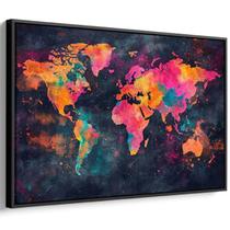 Quadro Mapa Mundi das Cores Cósmicas Vibrantes