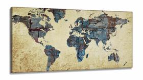 Quadro Mapa Mundi Decorativo Vintage Tela em Tecido Canvas 130x60 Quadro Mapa Mundi Decorativo Vintage Tela em Tecido Canvas 130x60