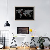 Quadro Mapa Mundi do Investidor 86x60 Filete Marfim