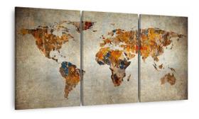 Quadro Mapa Mundi Para Sala De Estar Recepção Rústico - Wall Frame
