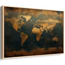 Quadro Mapa Mundi - Sombra dos Oceanos Misteriosos