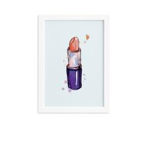 Quadro Maquiagem Batom Moldura Branca 22x32cm Quadro Maquiagem Batom Moldura Branca 22x32cm