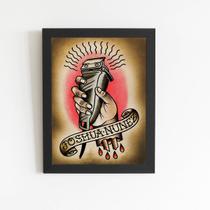 Quadro Máquina de Barbear Barbearia Moldura Preta 60x40cm Quadro Máquina de Barbear Barbearia Moldura Preta 60x40cm