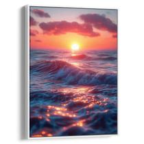 Quadro Mar de Ondas Cintilantes sob o Pôr do Sol