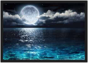 Quadro Mar Lua Reflexo Natureza Paisagens Com Moldura G51